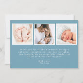 Faire-part de naissance de bébé bleu moderne (Dos)