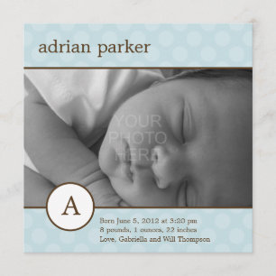 Faire-part de naissance de bébé classique initial