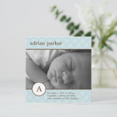 Faire-part de naissance de bébé classique initial (Debout devant)