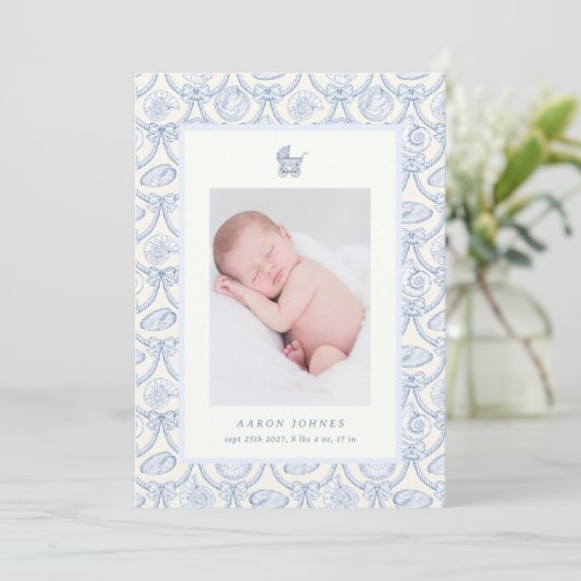 Faire-part de naissance de bébé côtier coquette pr (Debout devant)