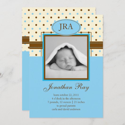 Faire-part de naissance de bébé de photo (Devant / Derrière)