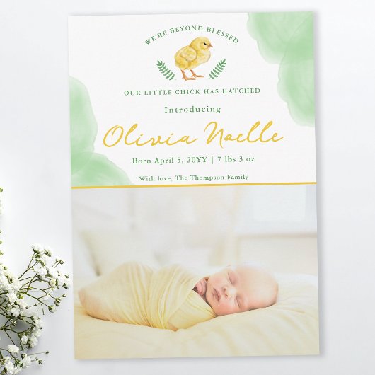 Faire-part de naissance de bébé de printemps avec
