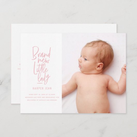 Faire-part de naissance de bébé dessiné à la main (Devant / Derrière)