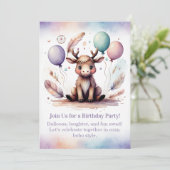 Faire-part de naissance de bébé élan mignon Bois B (Debout devant)