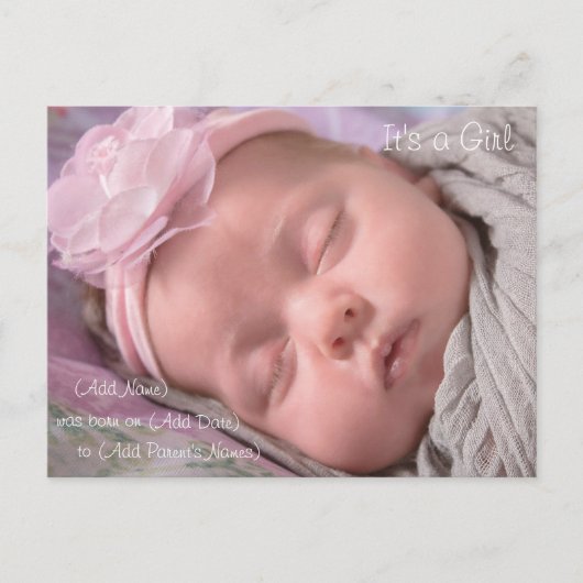 Faire-part de naissance de bébé fille (Devant)