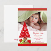 Faire-part de naissance de bébé fille à Noël (Devant / Derrière)