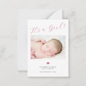 Faire-part de naissance de bébé fille avec 3 photo (Devant)