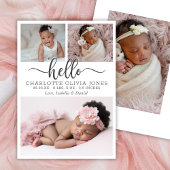 Faire-part de naissance de bébé fille avec collage