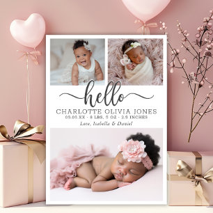 Faire-part de naissance de bébé fille avec collage