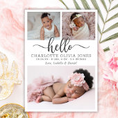 Faire-part de naissance de bébé fille avec collage