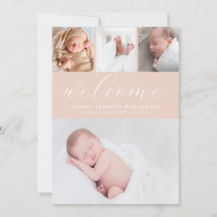 Faire-part de naissance de bébé fille avec collage