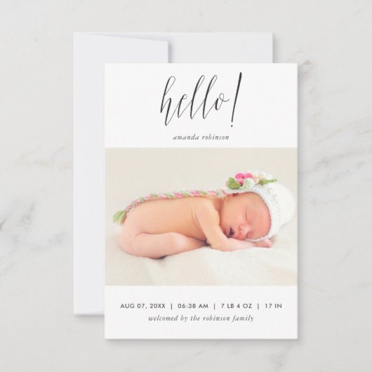 Faire-part de naissance de bébé fille avec photo (Devant)