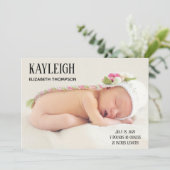 Faire-part de naissance de bébé fille avec photo p (Debout devant)