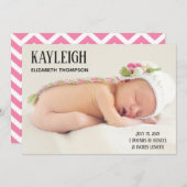 Faire-part de naissance de bébé fille avec photo p (Devant / Derrière)