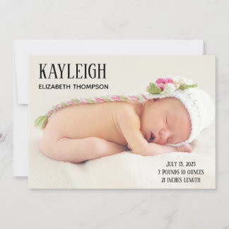 Faire-part de naissance de bébé fille avec photo p