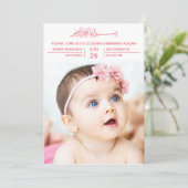 Faire-part de naissance de bébé fille avec typogra (Debout devant)
