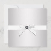 Faire-part de naissance de bébé fille blanc argent (Dos)