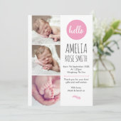 Faire-part de naissance de bébé fille/carte de rem (Debout devant)