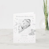 Faire-part de naissance de bébé fille éléphant gri (Devant)