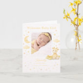 Faire-part de naissance de bébé fille éléphant jau (Fleur jaune)