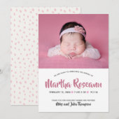 Faire-part de naissance de bébé fille nouveau-née (Devant / Derrière)