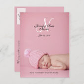Faire-part de naissance de bébé fille Photo Cartes (Devant / Derrière)