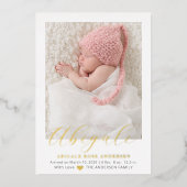 Faire-part de naissance de bébé fille photo écritu (Recto)