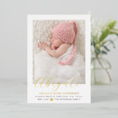 Faire-part de naissance de bébé fille photo écritu (Debout devant)