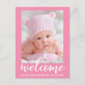 Faire-part de naissance de bébé fille rose (Devant)