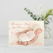 Faire-part de naissance de bébé fille rose corail (Debout devant)