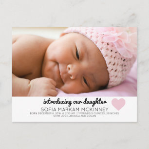 Faire-part de naissance de bébé fille rose Photo c
