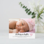 Faire-part de naissance de bébé fille rose Photo c (Debout devant)