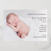 Faire-part de naissance de bébé fille : Script & É (Verso)