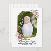 Faire-part de naissance de bébé floral papillon (Devant / Derrière)