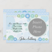 Faire-part de naissance de bébé garçon (Devant / Derrière)