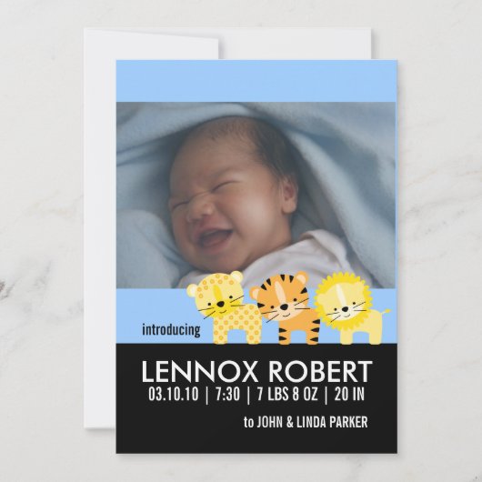 Faire-part de naissance de bébé garçon (Devant)