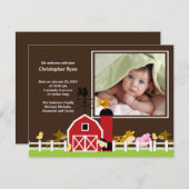 Faire-part de naissance de bébé garçon animal de f (Devant / Derrière)