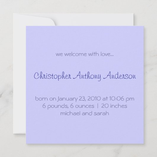 Faire-part de naissance de bébé garçon aux étoiles (Dos)