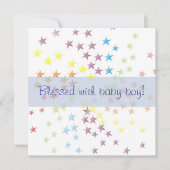 Faire-part de naissance de bébé garçon aux étoiles (Devant)