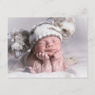 Faire-part de naissance de bébé garçon avec photo