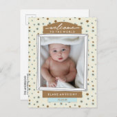 Faire-part de naissance de bébé garçon Bleu étoilé (Devant / Derrière)