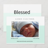 Faire-part de naissance de bébé garçon bleu modern (Devant / Derrière)