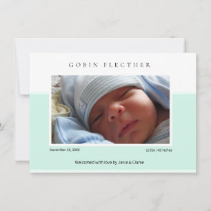 Faire-part de naissance de bébé garçon bleu modern