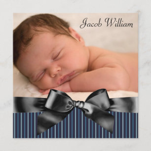 Faire-part de naissance de bébé garçon bleu noir P