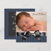 Faire-part de naissance de bébé garçon bleu noir P (Devant / Derrière)