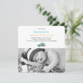 Faire-part de naissance de bébé garçon Canetons mi (Debout devant)