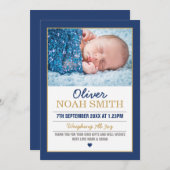 Faire-part de naissance de bébé garçon/carte de re (Devant / Derrière)