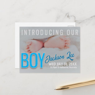 Faire-part de naissance de bébé GARÇON carte posta