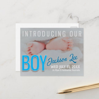 Faire-part de naissance de bébé GARÇON carte posta