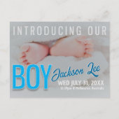 Faire-part de naissance de bébé GARÇON carte posta (Devant)